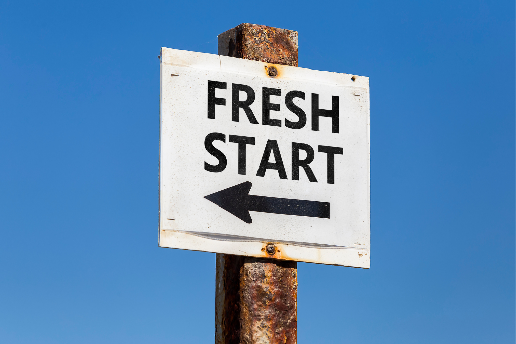 Fresh Start Sign on Rusty Pole Fresh Start Sign on Rusty Pole
